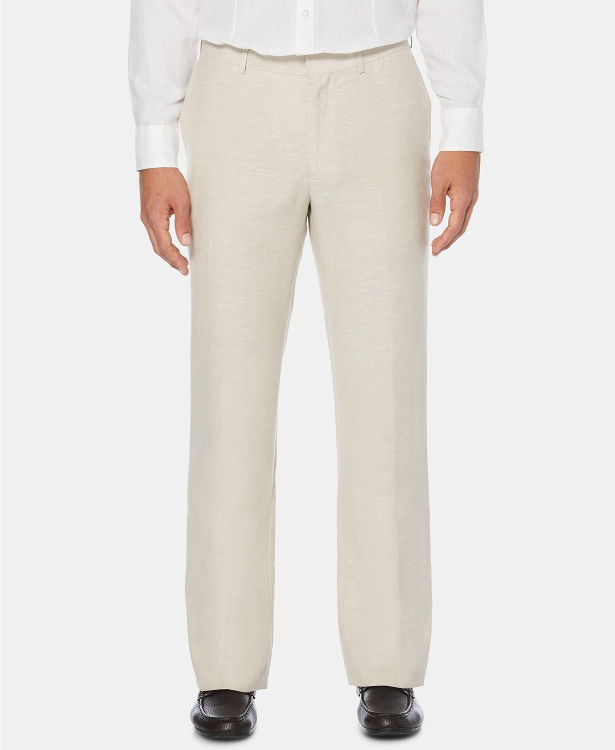 Cubavera Men's Flat Front Textured Linen Pants Dark Beige Size 46X30