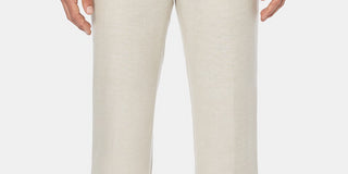 Cubavera Men's Flat Front Textured Linen Pants Dark Beige Size 46X30