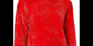 Sanctuary Women's Chenille Mock Neck Sweater Bright Red Size Small