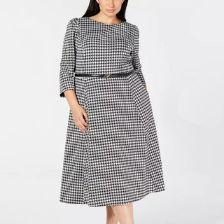 Calvin Klein Women's Plus Size Belted Fit & Flare Dress Gray Size 18W