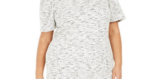 Calvin Klein Women's Plus Size Tweed Sheath Dress White Size 20W