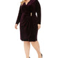Calvin Klein Women's Plus Size Velvet Wrap Sheath Dress Purple Size 14W