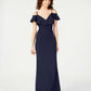 Emerald Sundae Juniors' Off-The-Shoulder Popover Gown Bright Blue Size Medium