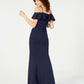 Emerald Sundae Juniors' Off-The-Shoulder Popover Gown Bright Blue Size Medium
