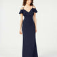Emerald Sundae Juniors' Off-The-Shoulder Popover Gown Bright Blue Size X-Small