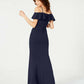 Emerald Sundae Juniors' Off-The-Shoulder Popover Gown Bright Blue Size X-Small