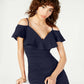 Emerald Sundae Juniors' Off-The-Shoulder Popover Gown Bright Blue Size X-Small