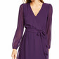 Q+A Los Angeles Women's Balloon Sleeve Chiffon Midi Dress Purple Size Large