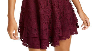 Speechless Juniors' Lace Double-Skirt Fit & Flare Dress Purple Size 9