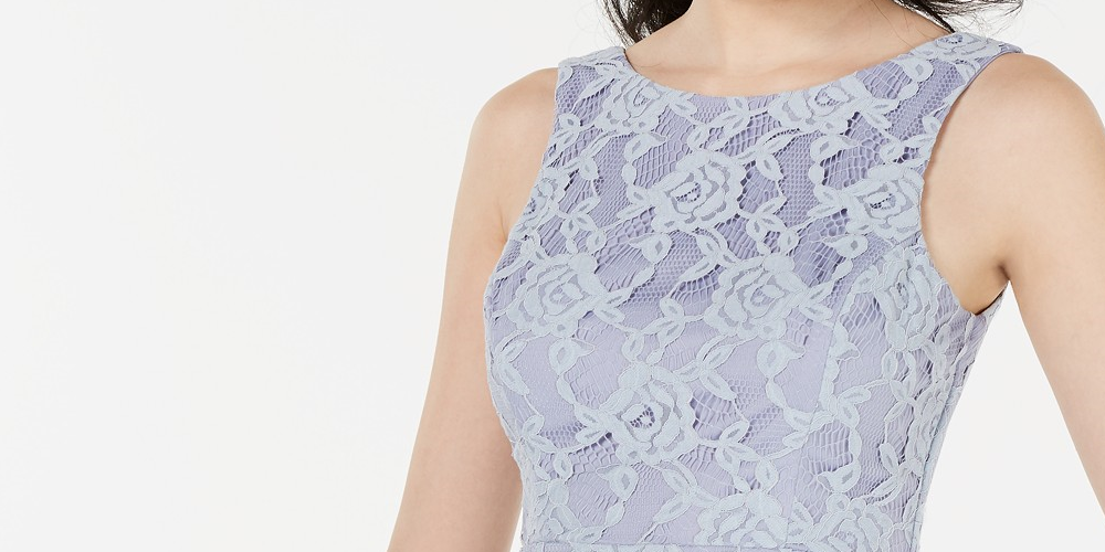 Speechless Juniors' Lace Double-Skirt Fit & Flare Dress  Purple Size 9