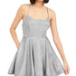 Speechless Juniors' Shimmer Lace-Back Dress Silver Size 1