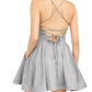 Speechless Juniors' Shimmer Lace-Back Dress Silver Size 1