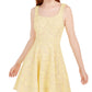 Speechless Juniors' Lace Fit & Flare Dress Yellow Size 3