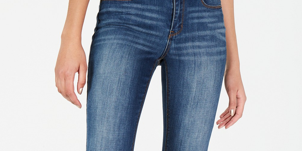 Indigo Rein Juniors' Cuffed Cropped Skinny Jeans Med Blue Size 1