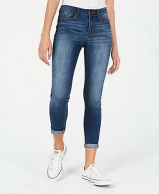 Indigo Rein Juniors' Cuffed Cropped Skinny Jeans Blue Size 7