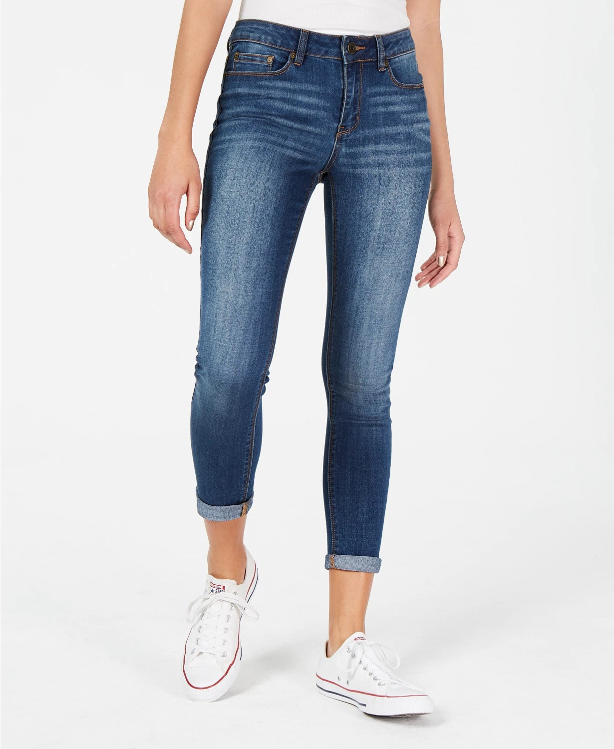 Indigo Rein Junior's Cuffed Cropped Skinny Jeans Blue Size 1