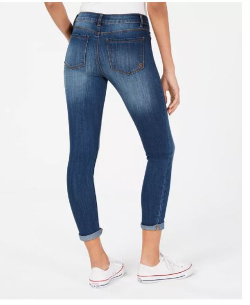Indigo Rein Junior's Cuffed Cropped Skinny Jeans Blue Size 1