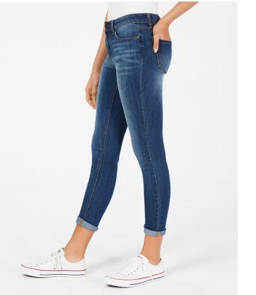 Indigo Rein Junior's Cuffed Cropped Skinny Jeans Blue Size 1