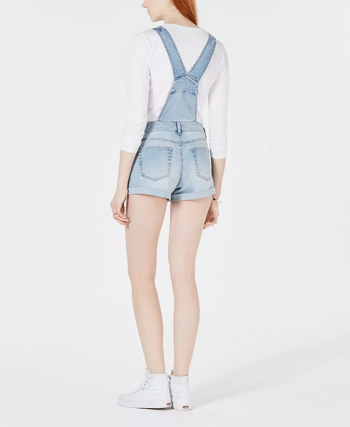 Dollhouse Junior's Cuffed Denim Shortalls Blue Size 9