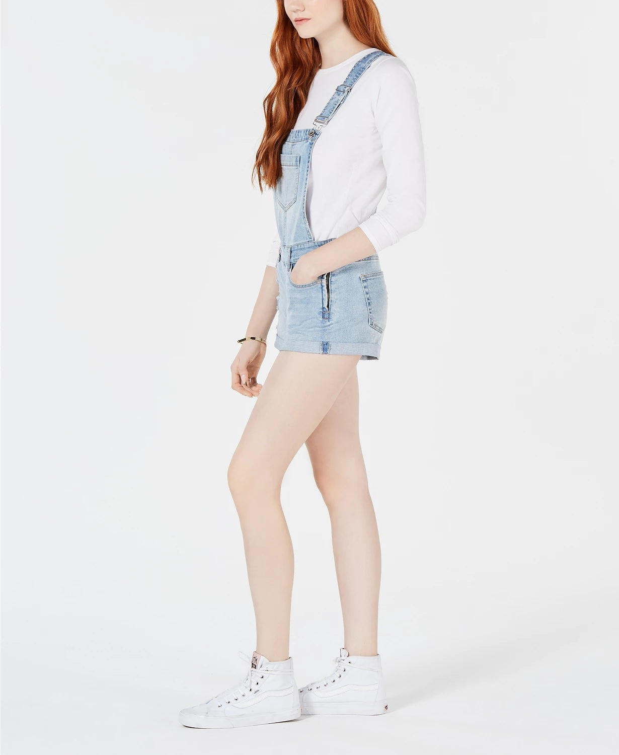 Dollhouse Junior's Cuffed Denim Shortalls Blue Size 9