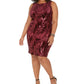 Emerald Sundae Women's Trendy Plus Size Sleeveless Sequin Velvet Sheath Dress Red Size 16
