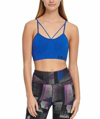 DKNY Women's Sport Seamless Strappy Low-Impact Sports Bra Green Size Medium