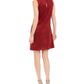 Donna Ricco Women's Faux Suede Shift Dress Dark Red Size 6