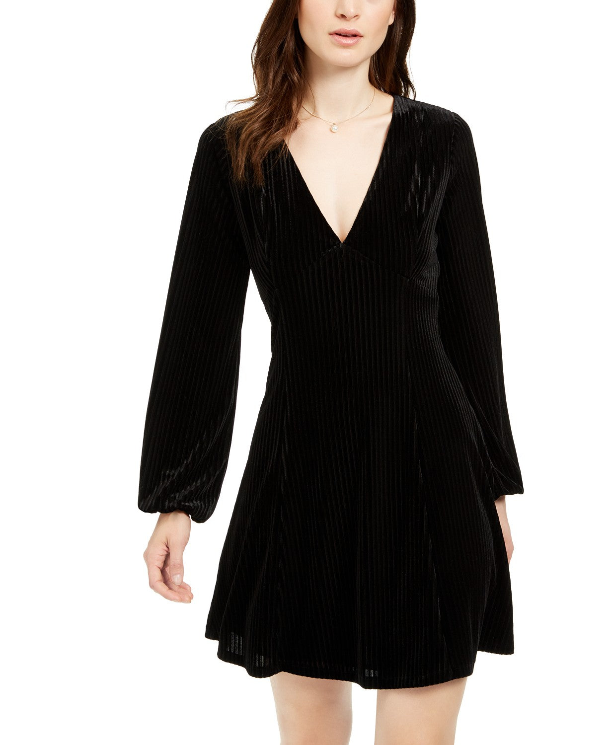 19 Cooper Women's Long-Sleeve Velvet-Stripe Dress Black Size Extra Large