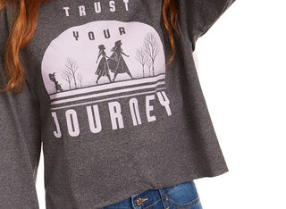 Disney Juniors' Frozen Journey Long-Sleeved Graphic T-Shirt By Mad Engine Charcoal Size Extra Small