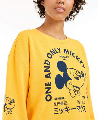 Mad Engine Disney Juniors' Mickey Mouse Graphic Sweatshirt Gold Size Large