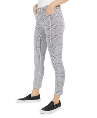 Indigo Rein Junior's Houndstooth Ankle Jeans Black Size 5