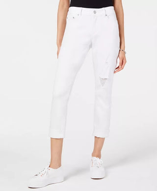 Indigo Rein Juniors' Colored Denim Cuffed Skinny Jeans White Size 1