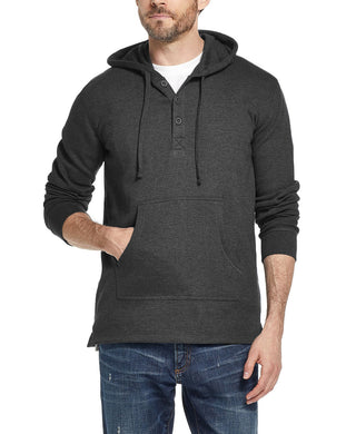 Weatherproof Vintage Men's Textured Henley Hoodie Black Size Small