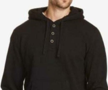 Weatherproof Vintage Men's Textured Henley Hoodie Black Size Small