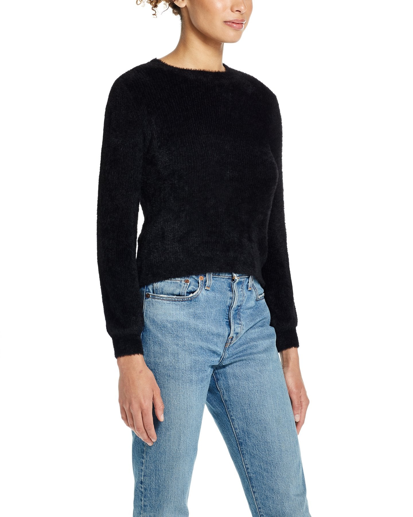 Weatherproof Vintage Women's Pullover Eyelash Sweater Black Size Large