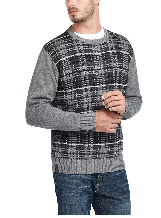 Weatherproof Vintage Men's Plaid Sweater Gray Size Extra Large