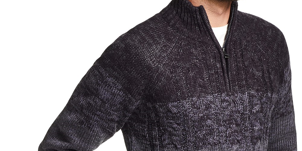 Weatherproof Vintage Men's Ombre Quarter-Zip Sweater Navy Size Medium