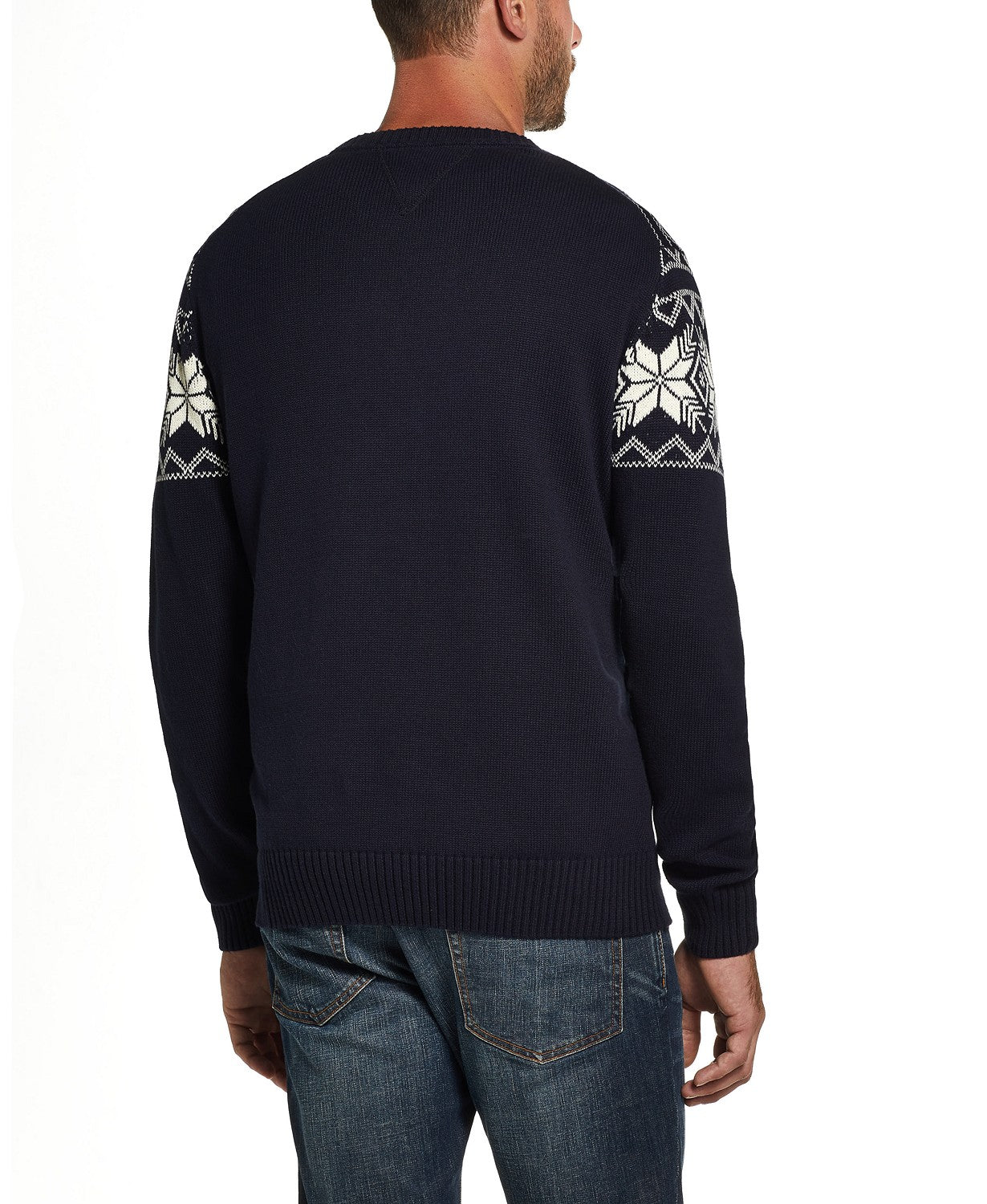 Weatherproof Men's Snowflake Pattern Sweater Navy Size Medium