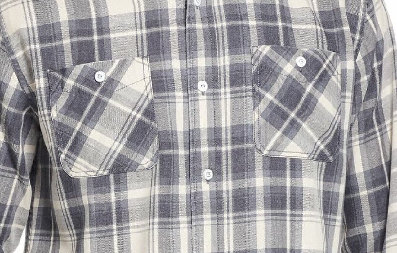 Weatherproof Vintage Men's Indigo Blues Plaid Shirt Gray Size Medium