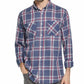 Weatherproof Vintage Men's Button Front Flannel Plaid Navy Size Medium