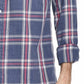 Weatherproof Vintage Men's Button Front Flannel Plaid Navy Size Medium