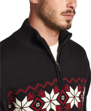 Weatherproof Men's Snowflake Quarter-Zip Sweater Black Size Small