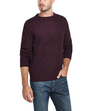 Weatherproof Men's Cable Yolk Sweater Wine Size Small