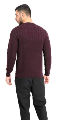 Weatherproof Men's Cable Yolk Sweater Wine Size 2 Extra Large