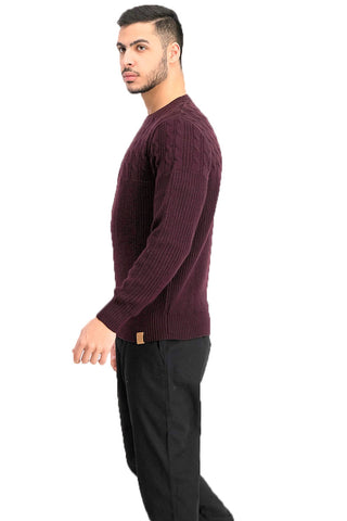Weatherproof Men's Cable Yolk Sweater Wine Size 2 Extra Large