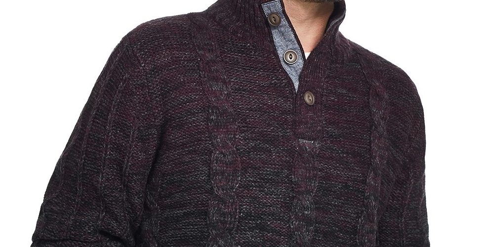 Weatherproof Vintage Men's Ombre Mock Neck Sweater Dark Red Size Small