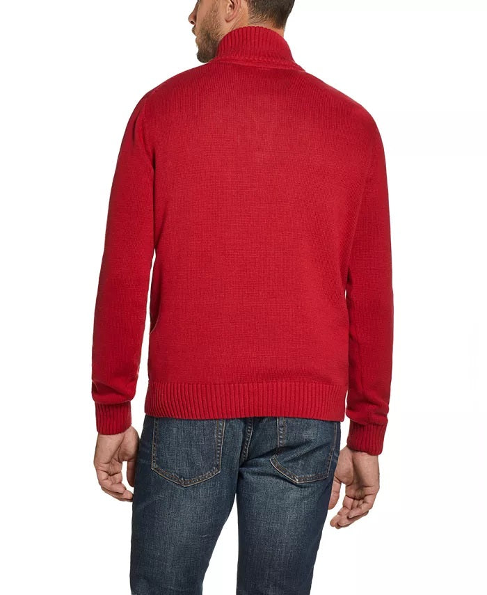 Weatherproof Vintage Men's Quarter-Zip Buffalo Plaid Sweater Red Size Large