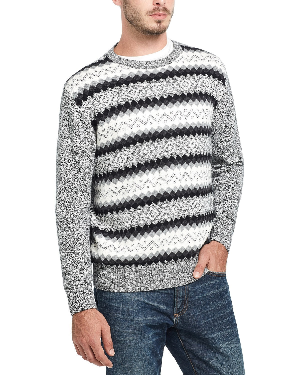 Weatherproof Vintage Men's Fair Isle Ski Sweater Black Size Small