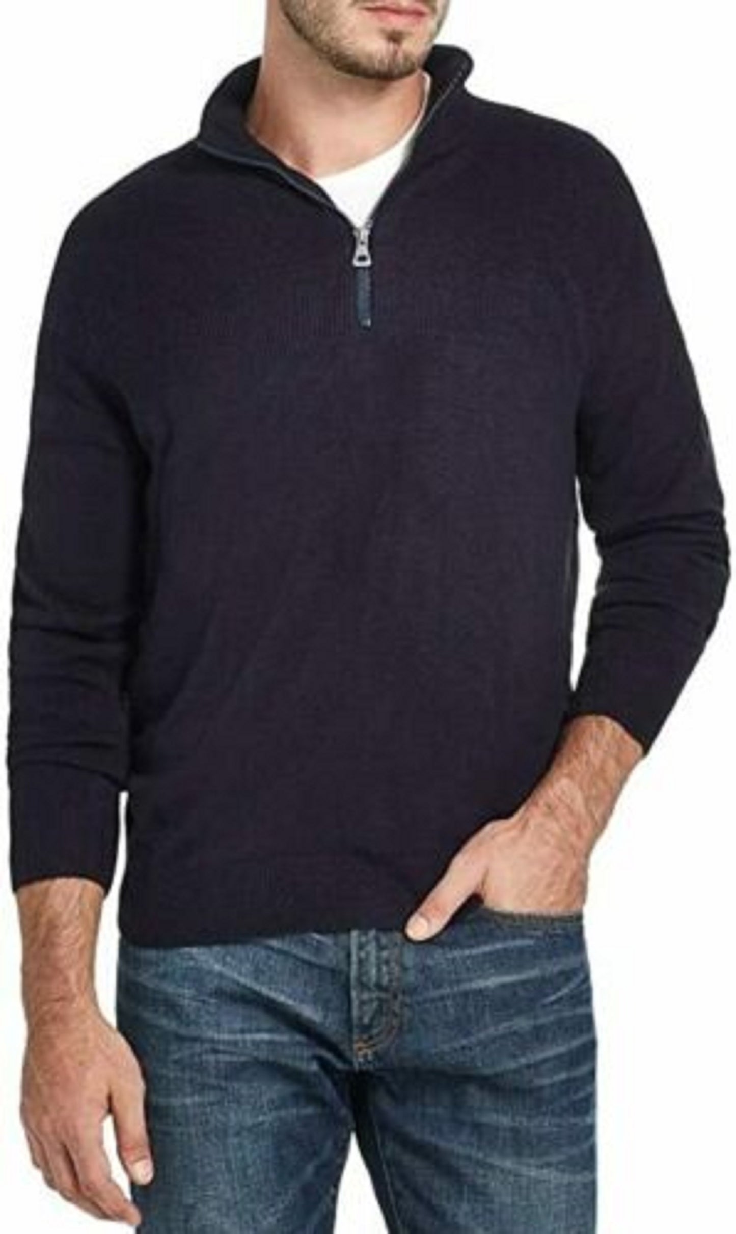 Weatherproof Vintage Men's Soft Touch Quarter-Zip Sweater Navy Size Large