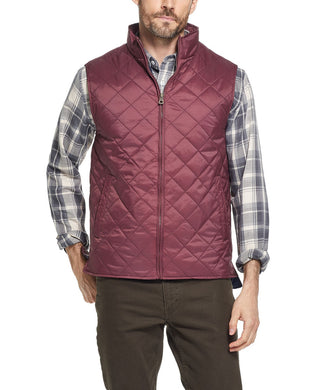 Weatherproof Men's Diamond Quilted Vest Wine Size 3 Extra Large